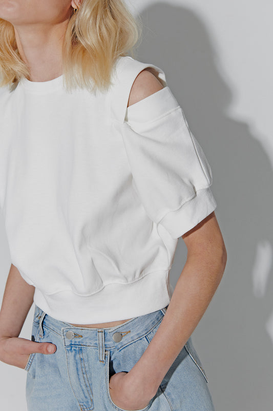 GIA SHOULDER TOP - WHITE