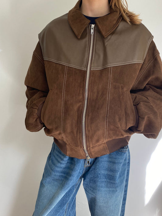 JAMES CONTRAST BOMBER BROWN